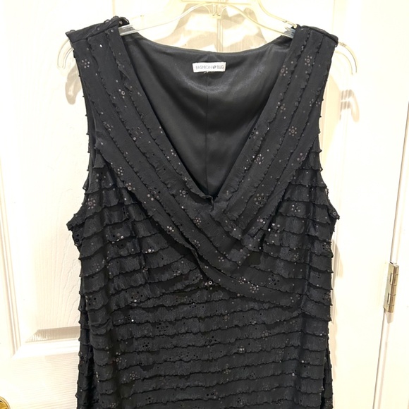 Fashion Bug Embellished Black Knee Length Cocktail Evening Dressy Dress L 14-16 - Picture 2 of 4